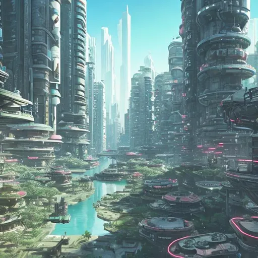 Prompt: Coruscant in futuristic Japan with lot of plants 