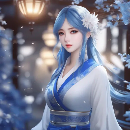 Prompt: 3d anime woman and beautiful pretty art 4k full raw HD blue and white