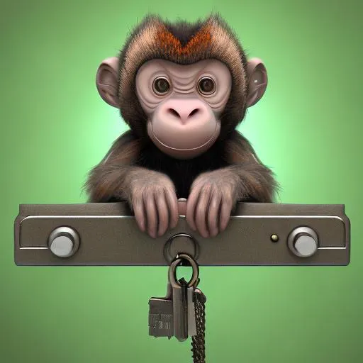 Prompt: Monkey Locksmith. Keeper of 1000 Keys. 