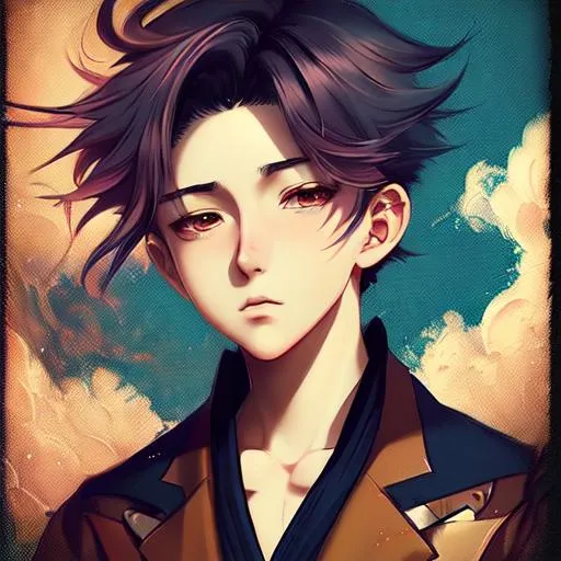 Prompt: anime character, background digital painting, digital illustration, extreme detail, digital art, ultra hd, vintage photography, beautiful, aesthetic, style, hd photography, hyperrealism, extreme long shot, telephoto lens, motion blur, wide angle lens, sweet blissful  boy, amazing quality, beautiful