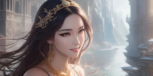 Prompt: splash art, by Greg rutkowski, hyper detailed perfect face,

beautiful kpop idol, full body, long legs, perfect body, abs,

high-resolution cute face, perfect proportions,smiling, intricate hyperdetailed hair, light makeup, sparkling, highly detailed, intricate hyperdetailed shining eyes,  

Elegant, ethereal, graceful,

HDR, UHD, high res, 64k, cinematic lighting, special effects, hd octane render, professional photograph, studio lighting, trending on artstation