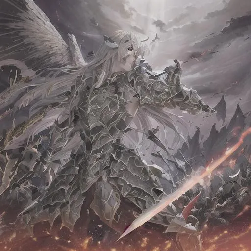 Prompt: portrait of a (Adult Dragonborn paladin in battle swinging a sword),wearing full plate armor, War background, D&D setting. Lightning red eyes, angel wings. perfect composition, hyperrealistic, super detailed, 8k, high quality, trending art, trending on artstation, sharp focus, studio photo, intricate details, highly detailed, by greg rutkowski and alphonse mucha
