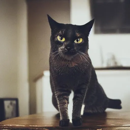 Prompt: A cat is sitting on a table