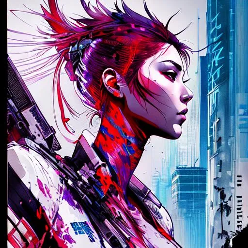 Prompt: sticker of Kang Ji-young got caught, full body, Kim Jung gi, freedom, soul, digital illustration, comic style, cyberpunk, perfect anatomy, centered, approaching perfection, dynamic, highly detailed, watercolor painting, artstation, concept art, smooth, sharp focus, illustration, art by Carne Griffiths and Wadim Kashin ,