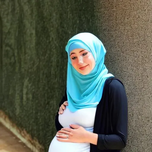 Prompt: 9month Pregnant lady hijab 