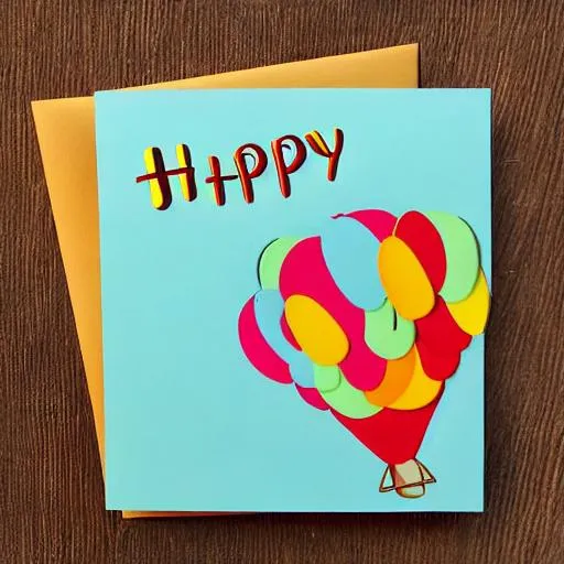 Prompt: Happy birthday card baloons