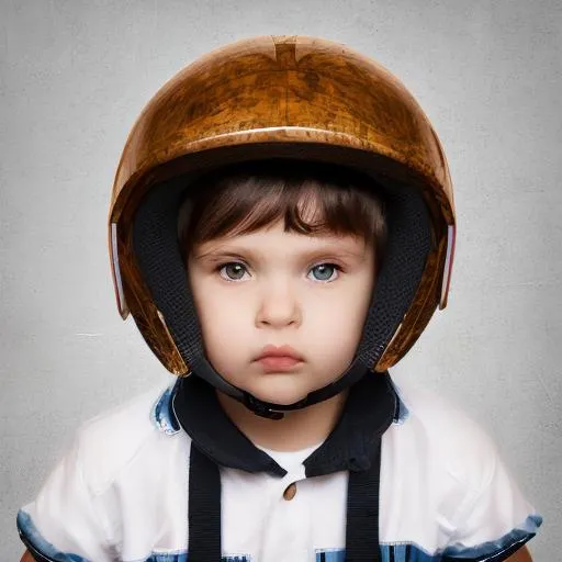 Prompt: Kid wearing a helmet 