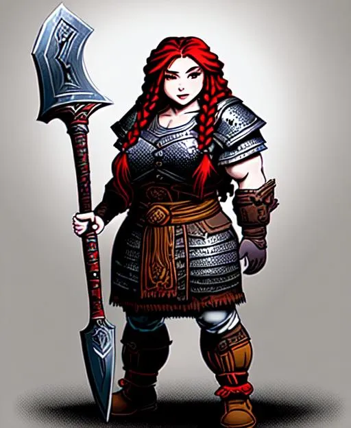 Splash art of a very short female dwarven holy warri... | OpenArt