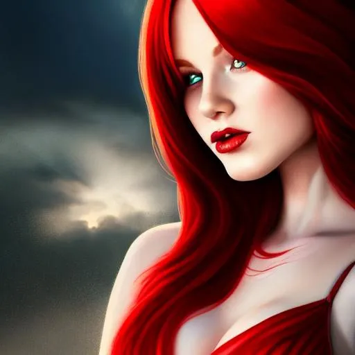 Prompt: Full body Portrait of {goddess} with red hair and with cute face, perfect composition, hyperrealistic, super detailed, 8k, high quality, trending art, trending on artstation, sharp focus, studio photo, intricate details, highly detailed