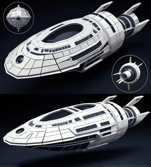 Prompt: "A low-poly 3D spaceship inspired by the 1998 Lost in Space Jupiter 2, shaped like a flat seed, floating in deep space. The ship has a realistic sci-fi industrial aesthetic with heavy titanium alloy plates on the exterior hull and plated titanium walls on the interior. The ship consists of three vertical decks (upper, mid, lower) running the length of the vessel. The design is functional and heavily armored, suited for deep-space missions. The ship is illuminated by neon propulsion systems, casting a soft glow onto the hull. The background is deep space with distant stars and nebulae.

Exterior Features:

Titanium alloy hull plating with reinforced bulkheads dividing different sections.

Two external communication satellites and antennas mounted on the hull.

One or two mounted defensive turrets strategically placed.

Large exterior windows near the bridge and crew quarters to give a panoramic space view.

Bright neon-blue propulsion exhaust ports for a futuristic energy source.


Interior Layout (Top-Down Cutaway View of Each Deck):

1. Upper Deck:

Bridge positioned at the front, lined with holographic control consoles and wall-mounted terminals.

Large front-facing window for navigation and command.



2. Mid Deck:

Crew quarters, medical bay, and administrative sections, arranged in a symmetrical layout, separated by bulkheads.

Hallways filled with computer terminals for crew operations.



3. Lower Deck:

Engineering bay with a massive reactor core and surrounding mechanical components.

Bright neon propulsion system emitting a blue-green glow.




Movement and Accessibility:

Two main elevators positioned at opposite ends of the ship, enabling vertical movement.

Access tubes with ladders (like in Star Trek) for emergency movement between decks when elevators are disabled.


Additional Enhancements:

Soft ambient interior lighting for a functional, sci-fi feel.

Metal-plated floors and reinforced corridors.

Security bulkhead doors separating different compartments.

Holographic readouts and UI elements near computer consoles for an interactive design.

Deep space environment with stars, nebulae, and planetary silhouettes in the background.


Style:

Low-poly, sci-fi industrial aesthetic similar to Deep Rock Galactic but adapted for spaceship interiors and exteriors.

Crisp geometric shapes while maintaining a realistic yet minimalist futuristic feel.

Glowing energy sources in key areas, including engines, displays, and auxiliary systems.



---

Tips for Generating a High-Quality Image

Use a sci-fi-focused AI model if available.

Set rendering to low-poly or minimalist 3D-style visuals.

Adjust for realistic lighting and shading to create a believable depth.

If needed, generate exterior and interior separately for more detailed results.