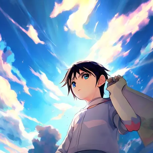 Prompt: sky，anime，boy，light