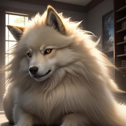 Prompt: 8k, 3D, UHD, masterpiece, oil painting, best quality, artstation, hyper realistic, photograph, perfect composition, zoomed out view of character, 8k eyes, Portrait of a (beautiful Ninetales), {canine quadruped}, thick glistening gold fur, deep sinister (crimson eyes), ageless, lives a thousand years, epic anime portrait, vindictive, angry, vengeful, wearing a beautiful (silky scarlet and gold scarf), thick white mane with fluffy golden crest, golden magic fur lighlights, studio lighting, animated, sharp focus, intricately detailed fur, graceful, regal, cinematic, magnificent, sharp detailed eyes, beautifully detailed face, highly detailed starry sky with pastel pink clouds, ambient golden light, perfect proportions, nine beautiful tails with pale orange tips, insanely beautiful, highly detailed mouth, symmetric, sharp focus, golden ratio, complementary colors, perfect composition, professional, unreal engine, high octane render, highly detailed mouth, Yuino Chiri, Anne Stokes