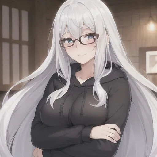 Anime boy, white hair, hoodie, smiling, necklace, gray eyes, Anime