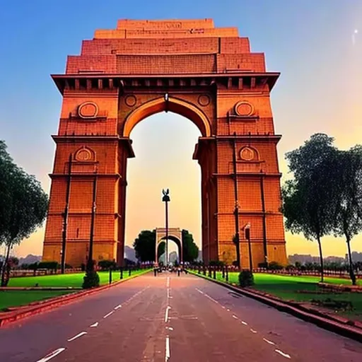 Prompt: Imagine India gate if delhi is as clean as possible and with no pollution 