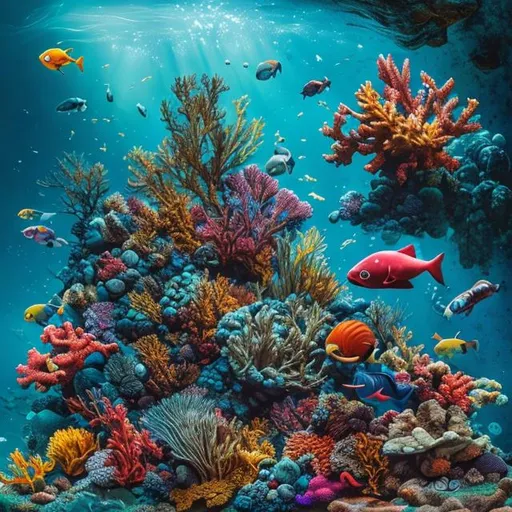 Prompt: Ocean and Underwater: Create intricate underwater scenes with marine life, corals, and seascapes, allowing colorists to experiment 