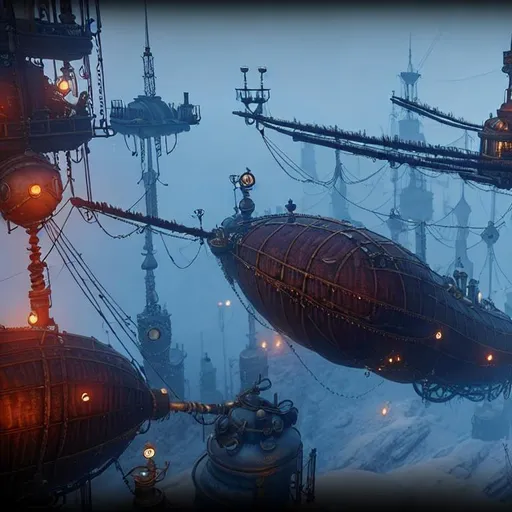Prompt: steampunk airship city frostpunk  8k HDDR