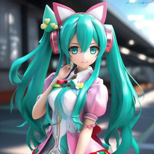 Prompt: personaje "hatsume miku" pero en ((((RTX)))) ((((Ray Tracing + Super Shadows + Image Quality Enhancement)))) ((((photo realism + Super Realistic and finally High details)))), ((((anime style))))