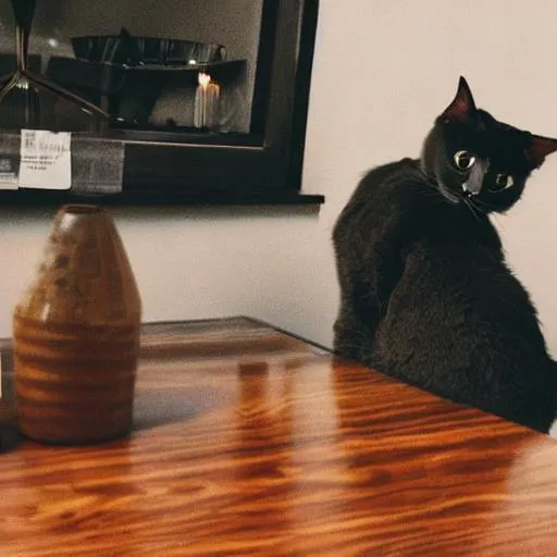 Prompt: a cat is sitting on the table