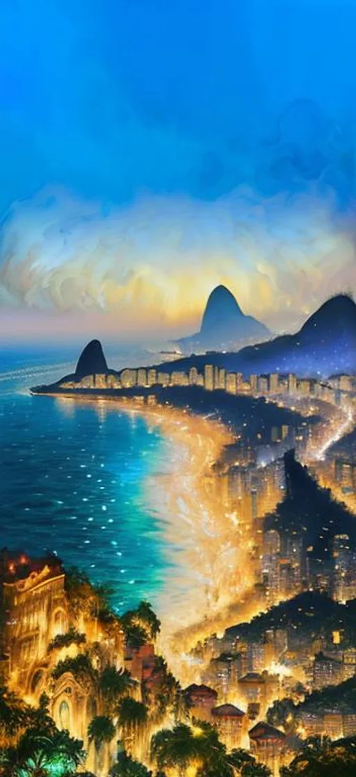 Prompt: Sparkling. A portrait of the beautiful Rio de janeiro city  Art by taras loboda, Ana dittman, Josephine wall, Michael hussar, Jean-Baptiste Monge, robert bissell. Glow, wet, Shimmering. 3d. Very clear resolution. Highly detailed. Beautifully lit.  sharp focus, elegant, extremely detailed, portrait, very attractive, dynamic lighting, wallpaper, fantastic view, close up, high definition, crisp quality, cinematic postprocessing, acrylic art, focused, glossy,