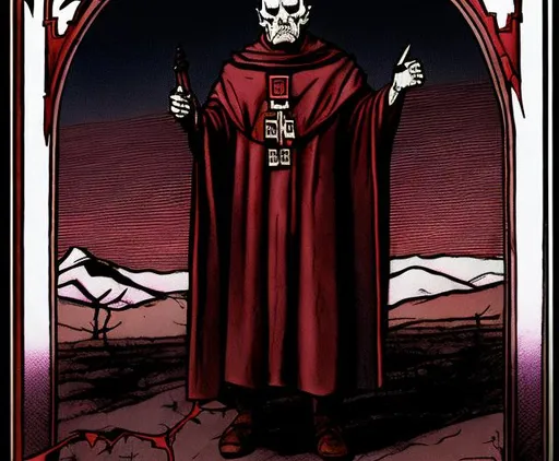 Prompt: Blood Meridian Priest