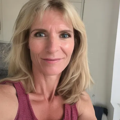 Prompt: Create a profile picture for Elaine Morsey. She is a white british female around 45 years old. She is from a middle class family in the south of england, she is elegant and attractive. She works as a part time actress and keeps fit going to the gym. She has long blonde hair. 