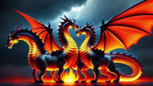 Prompt: Dragons in a group hug, intricately detailed, hyperrealistic, Hyper Detailed, Photorealistic, cool colors, deep color, thunderstorm, Fire, radiant, 8k resolution