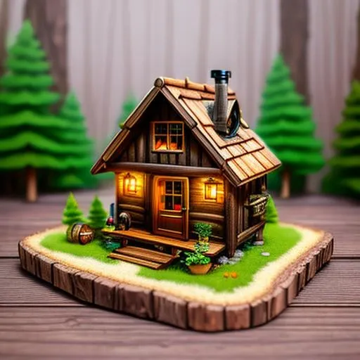 Prompt:  photorealistic background Tiny cute isometric alpen wood house in a forest, steampunk style, soft smooth lighting, soft colors,