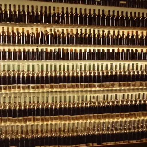 Prompt: wall of shiny bottles
