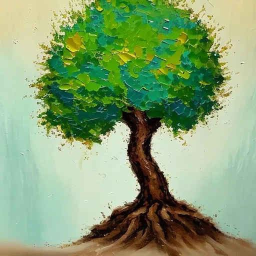 Prompt: painting of a happy little tree