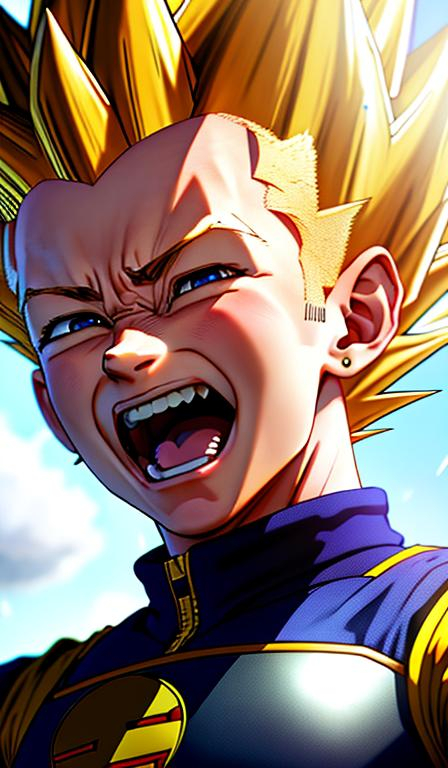 AI Art Generator: Goku with a mouth in super Saiyan