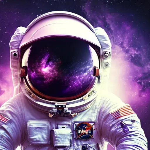 Prompt: modern astronaut in the space, purple colors, realistic, advertising
