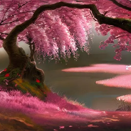 Prompt: a painting of cherry blossoms, a detailed matte painting, fantasy art, Artstation, artstation hq, matte painting, artstation hd