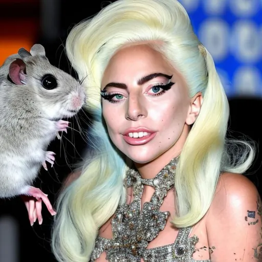 Prompt: lady gaga is my best friend and a hamster