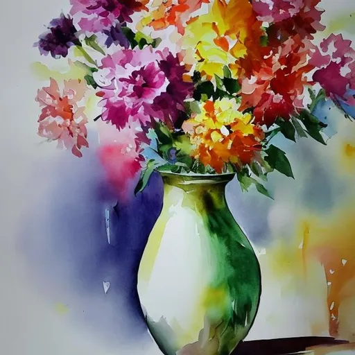 Prompt: painting of beautiful flower vase




