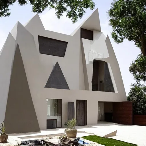 Prompt: modern house with ancient royal egypt pyramid inspiration 