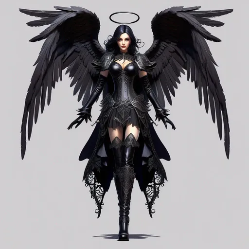 Prompt: thin gothic angel, Boots, intricately detailed face, shadow, 64k, RPG, madness