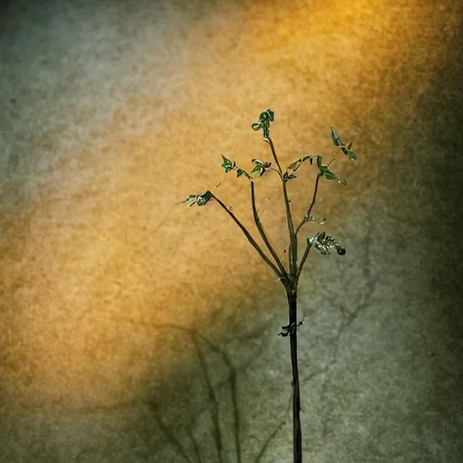 Prompt: a photo of a plant on a road, made with a combination of epoxy resin, studio zeiss 1 5 0 mm f 2. 8 hasselblad, award - winning photo, full subject shown in photo, wood, surreal lighting, 
