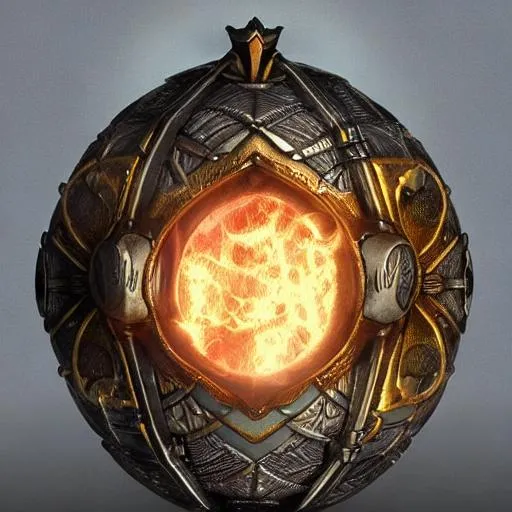 Prompt: a magic item that looks like a glowing sphere covered in detailed engravings shooting lightning, commanders sphere, fantasy art, fantasy, magical, concept art, highly detailed, realistic, artstation, award winning,