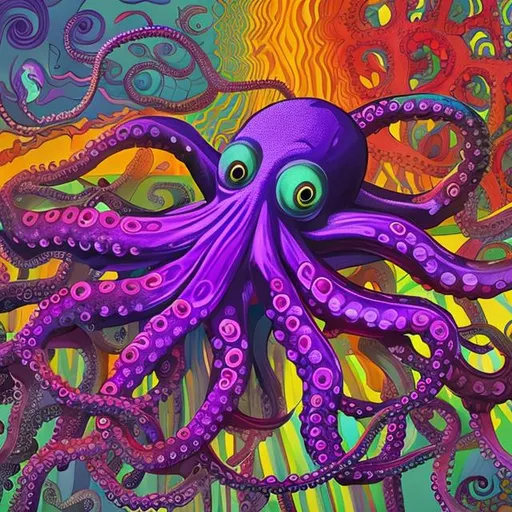 Prompt: Psychedelic octopus