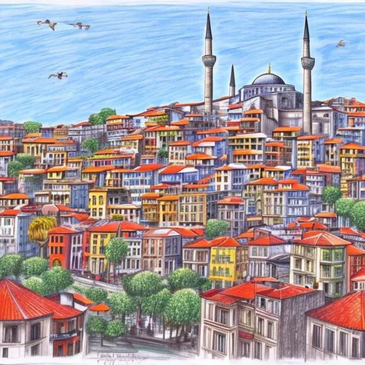 drawing of galata istanbul | OpenArt