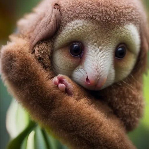 Prompt: photorealistic silky anteater, winning the cuteness award 