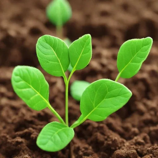 Prompt: Inspirational seedling with four leaves, photo realistic with magical features, adorable, cute, uplifting, clear background