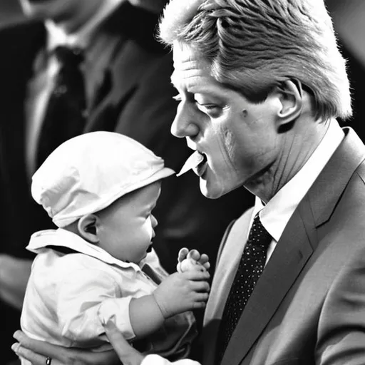 Prompt: bill clinton eating a baby