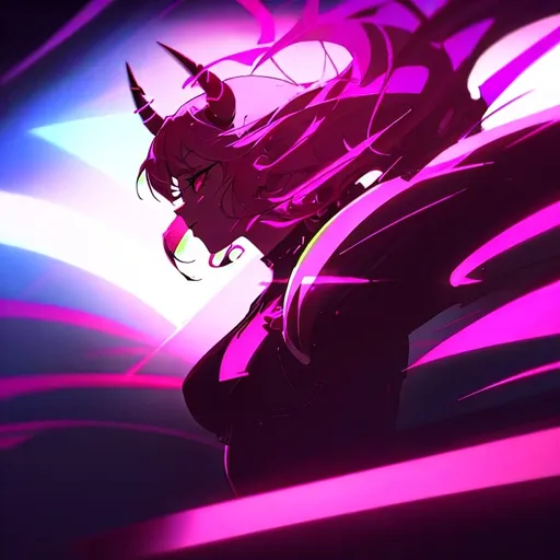 Prompt: beautiful female demon, hell, demonic, vaporwave, retro, neon, aesthetic, liminal, high quality, high definition, beautiful, dramatic lighting