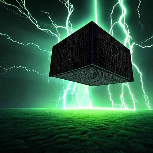 Prompt: black cube in matrix , surreal , hyper details , cinematic sreen , lightning on the moon