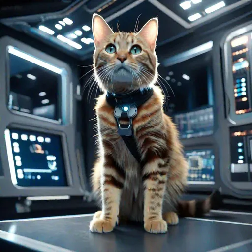 Prompt: cinematic views of a cat on a space station, professional, UHD, HD, highly detailed, hyperrealistic