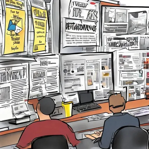 Prompt: editorial cartoon student journalism