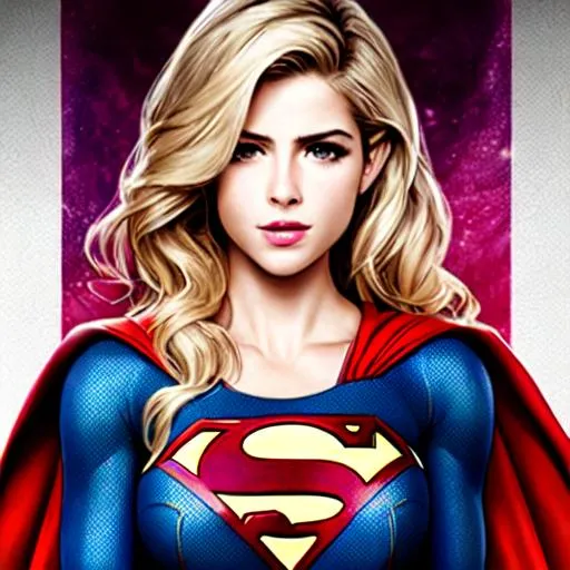 Prompt: cartoon drawing of emily bett rickards as supergirl