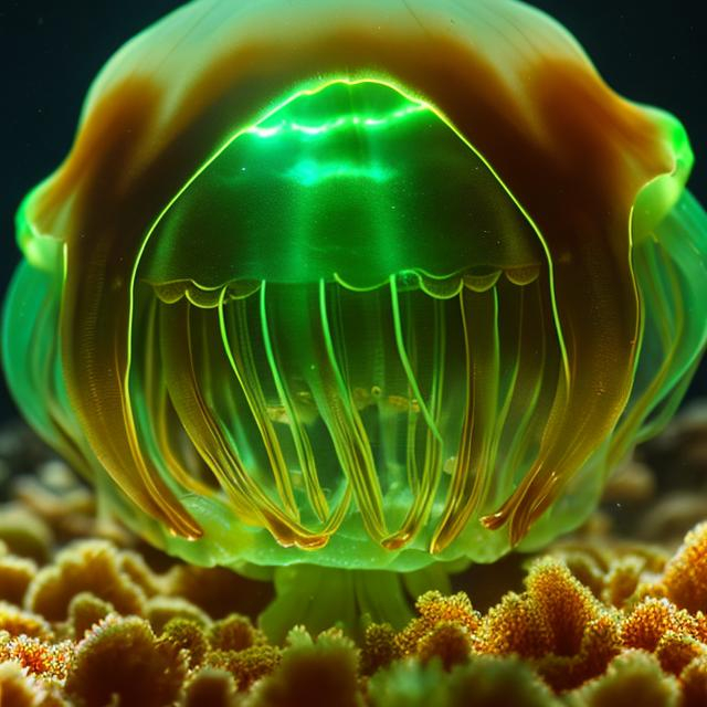 green and gold sized jellyfish orb