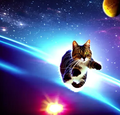 Cat launched into space, photorealistic, 4k, trendin...